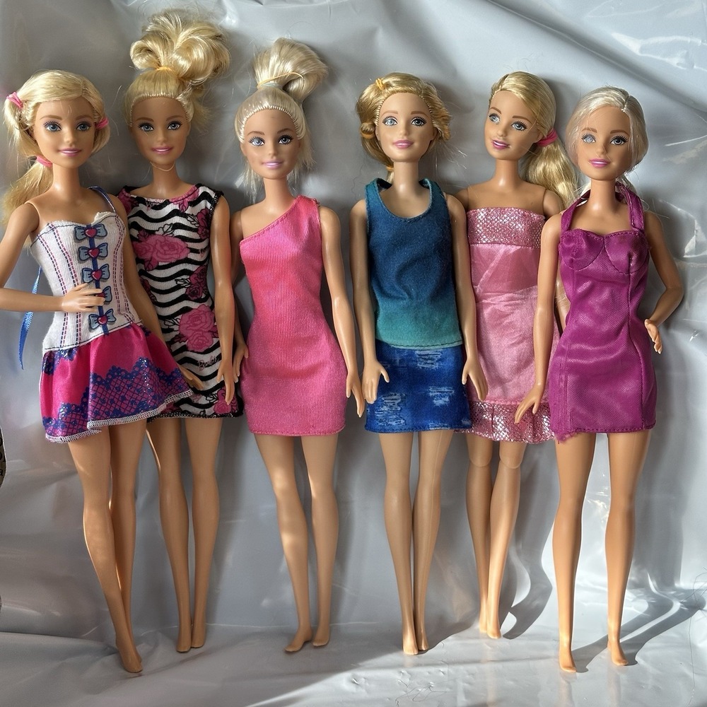 Mattel Barbie Doll Lot of 6 Outfits Clothes All Blonde Hair Blue Eyes 2013 2015